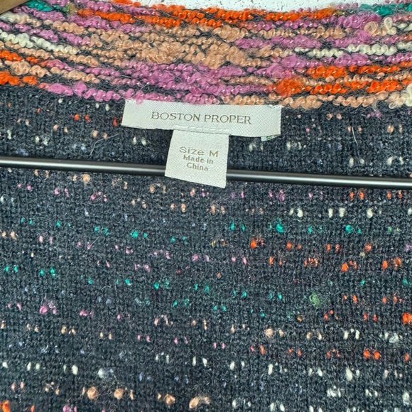 Boston Proper Asymmetrical Multi Color Tweed Cardigan Sweater - Picture 12 of 13